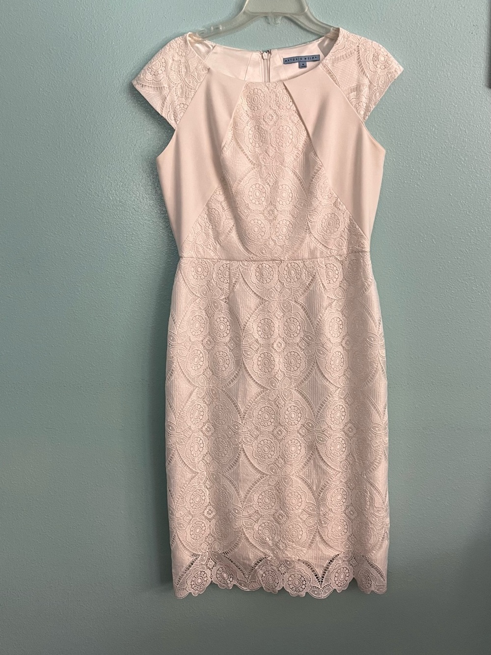 Antonio Milani White Lace Midi Sheath Dress